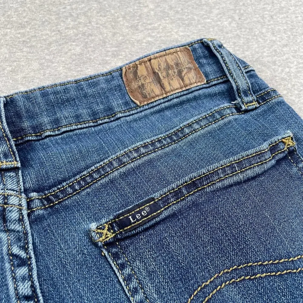 y2k LEE Jeans Womens 8s Blue Bootcut Mid Rise Medium Wash Retro 90s VTG Western
